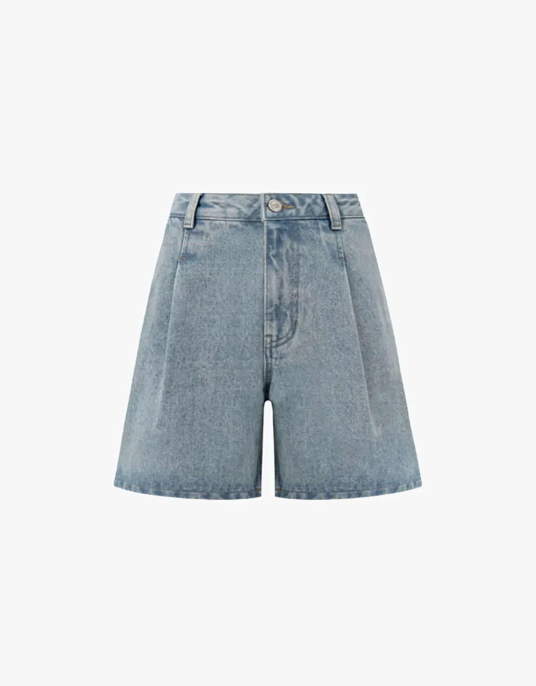 pintuck half denim pants - dark blue