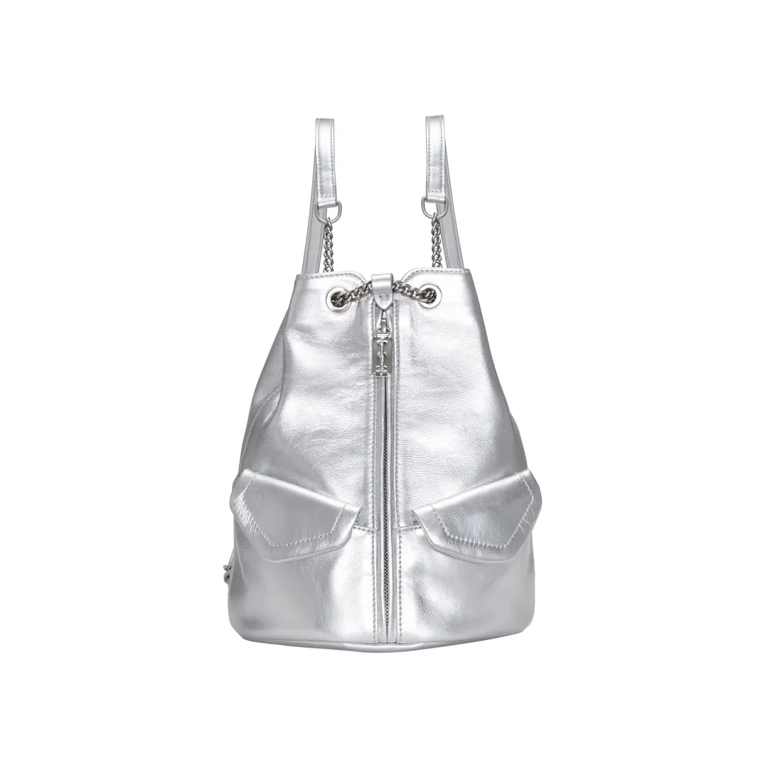 [아울렛] Occam Doux Double Pocket Chain Backpack M (오캄 두 더블 포켓 체인 백팩 미듐) Silver