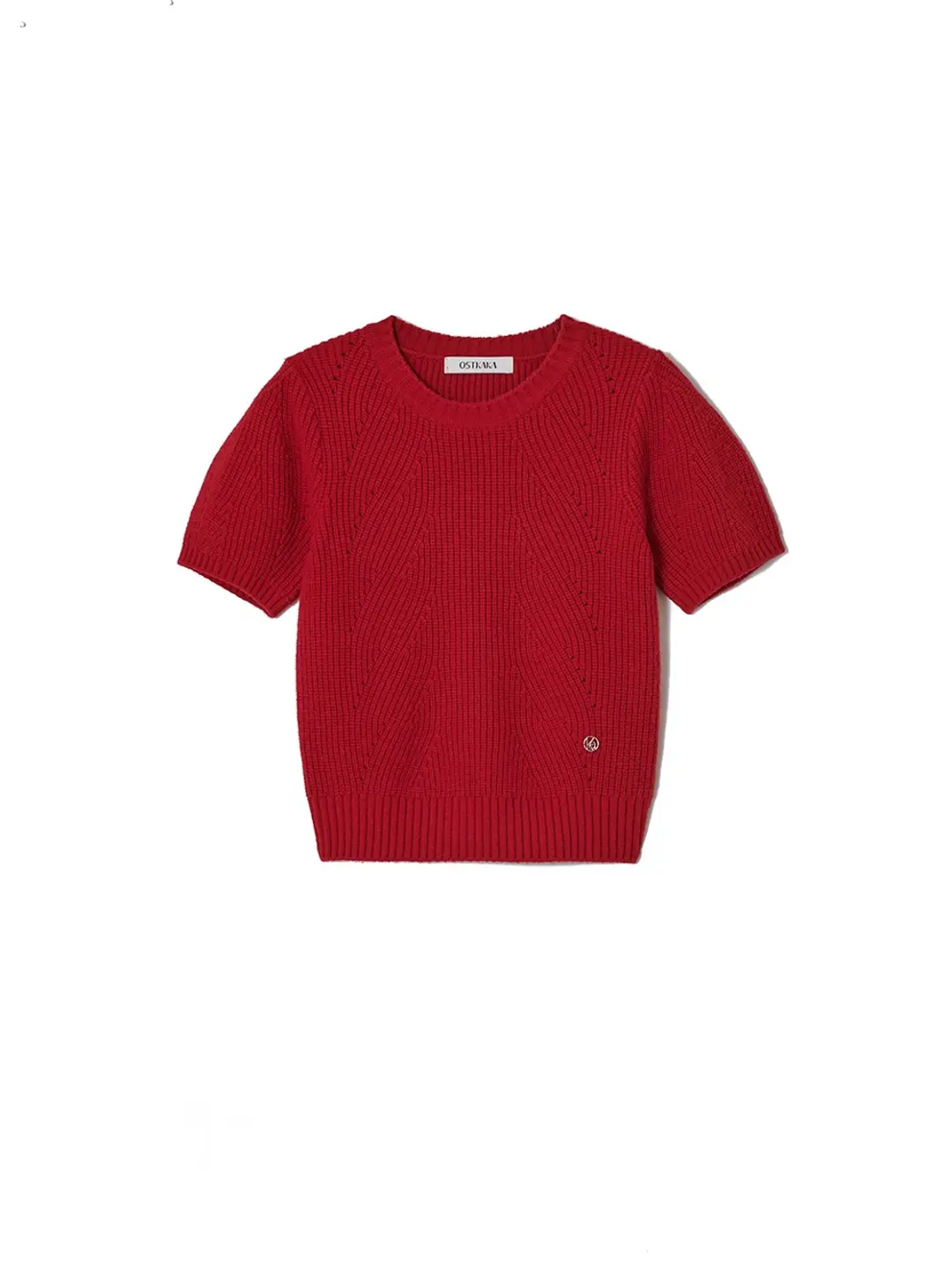 Wool Blended Skashi Short Sleeve Knit Red