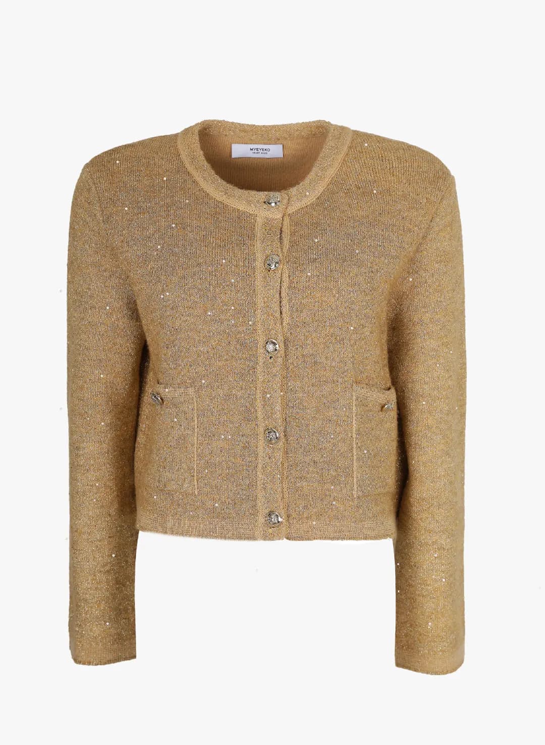 Sequin Embellished Knit Jacket - GOLD