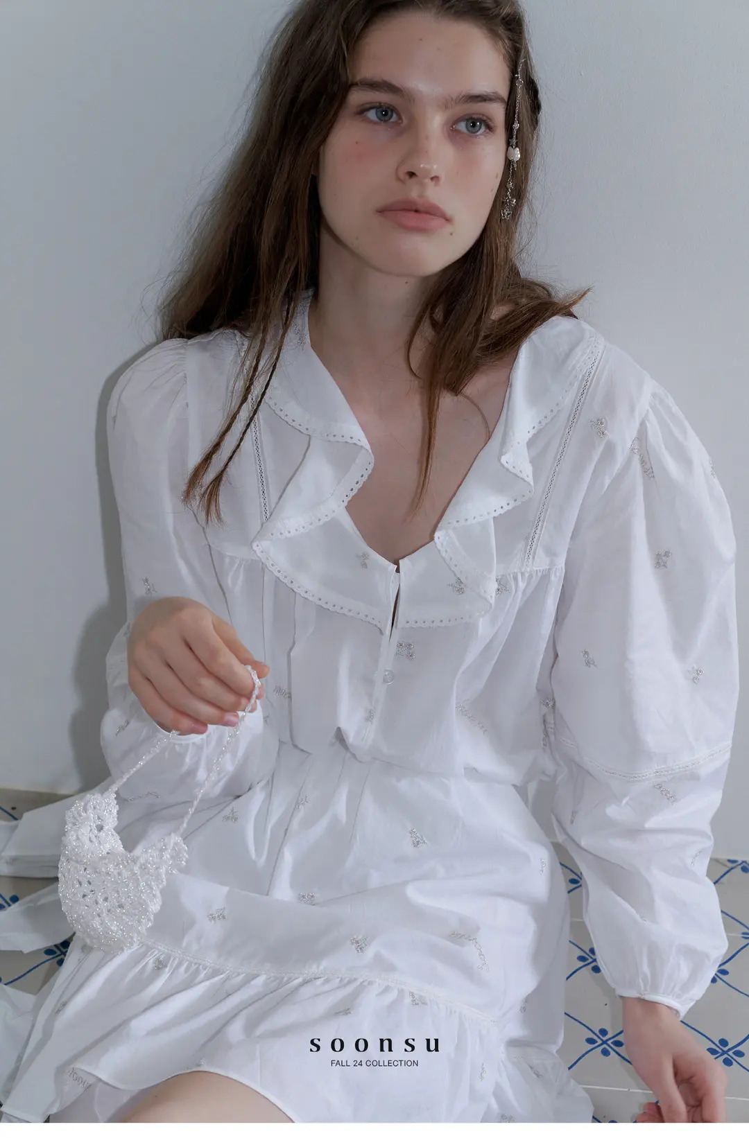 (7th re-stock) Silvery Blouse (White)